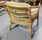 Restored Rattan Barrel Back Dining Chair Armchair W/ Skeleton Arms - Pair