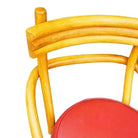 Restored Mid-century Rattan Stacked Bar Swivel Stools w/ Red Seat , Set of 4