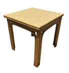 Restored Mid-century Blond Expanding Hinge Leaf Rattan Dining Table