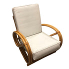 Restored 2-Strand 3/4 Pretzel Rattan Sectional Sofa w/ Lounge Chair