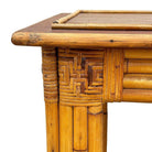 Restored Vertically Stacked Rattan Console Table w/ Mahogany Top