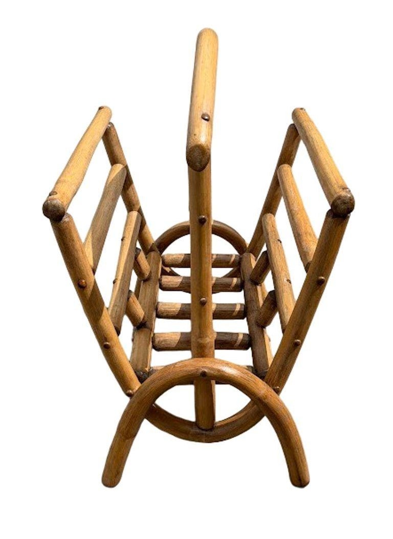 Restored Rattan Magazine or Log Holder