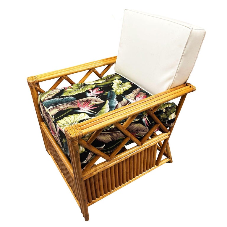 Heywood Wakefield "Oak Rattan" Lounge Chair Pair w/ Coffee Table