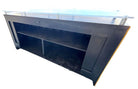 1990s Postmodern Dry Bar w/ Plexiglass Top & Rattan Borders