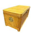 Restored Mid-century Split Reed Rattan & Pine Trunk w/ Brass Paktong Latch