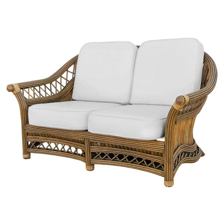 Art Deco "President" Stick Reed Rattan Fan Back Living Room Furniture Set