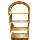 Mid-century Rattan Etagere Display Curio Cabinet w/ Mahogany Shelfs