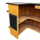 Restored Stacked Front Stacked L Shaped Rattan Bar w/ Nailhead Naugahyde Top