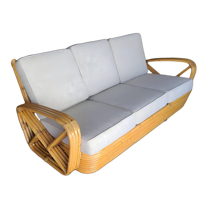 Original Historic Hand Made 4- Strand Square Pretzel Rattan Lounge & Sofa Set