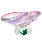 Mid-Century Murano Peacock Art Glass Pedestal Ashtray w/ Pink Pastel Swirl