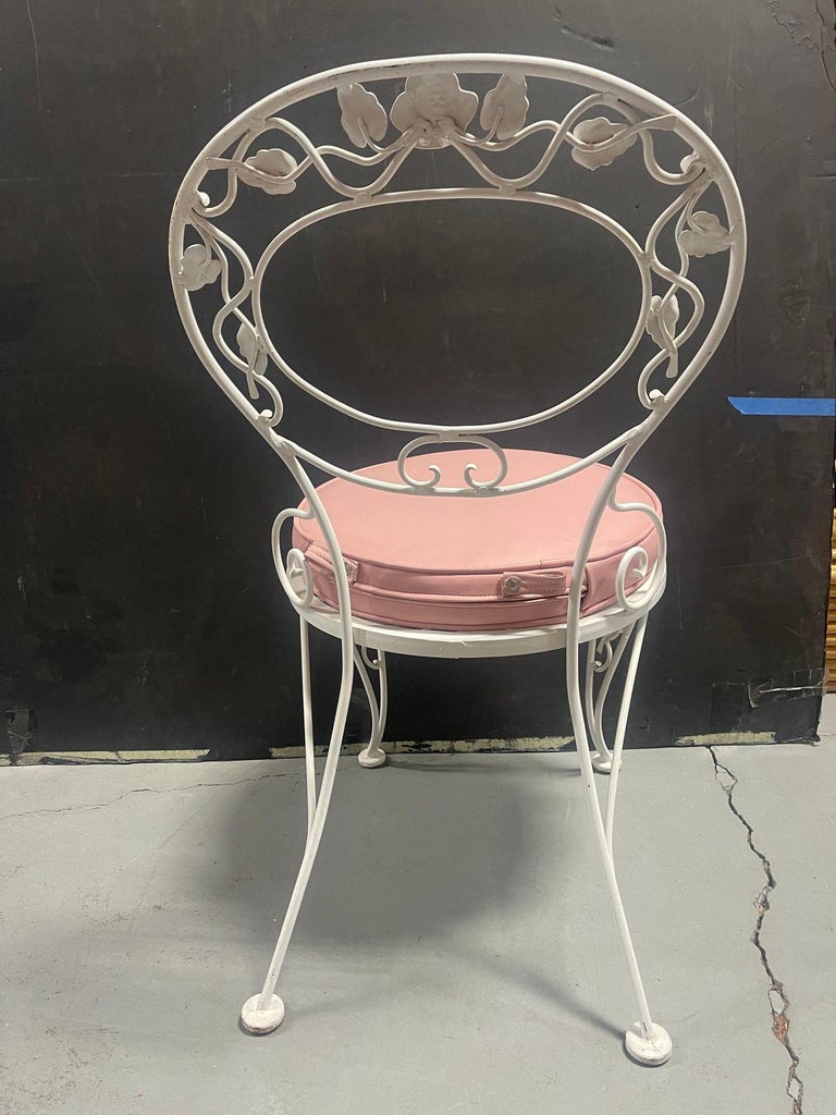 Pink Rose White Iron Garden Table and Chairs Set