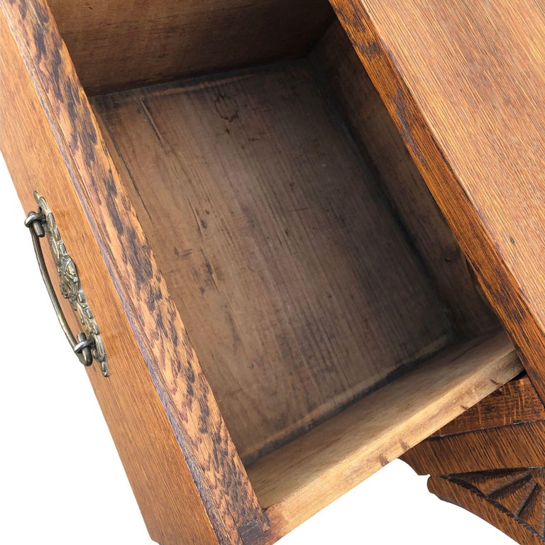 Edwardian Clawfoot Oak Wall Mount Vanity with Mirror