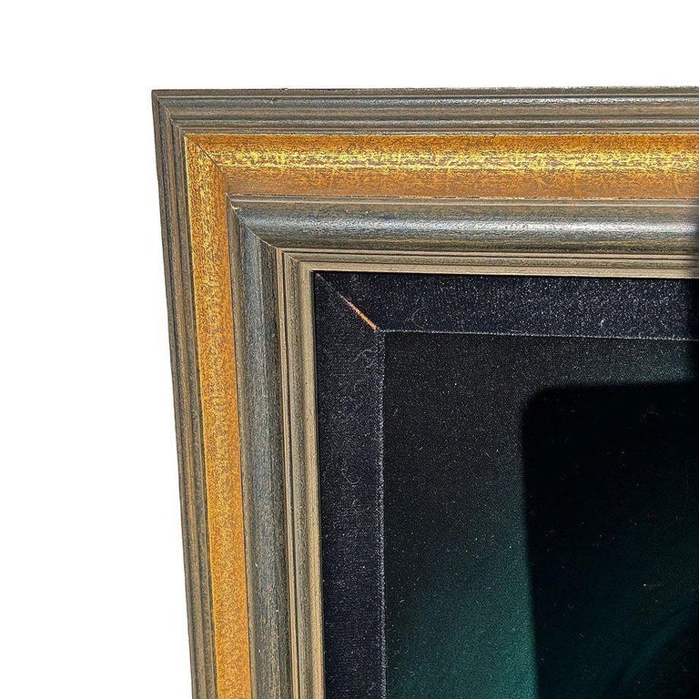 Framed Mid-century Hand Painted Oil on Velvet Female Portrait, Signed Cohen