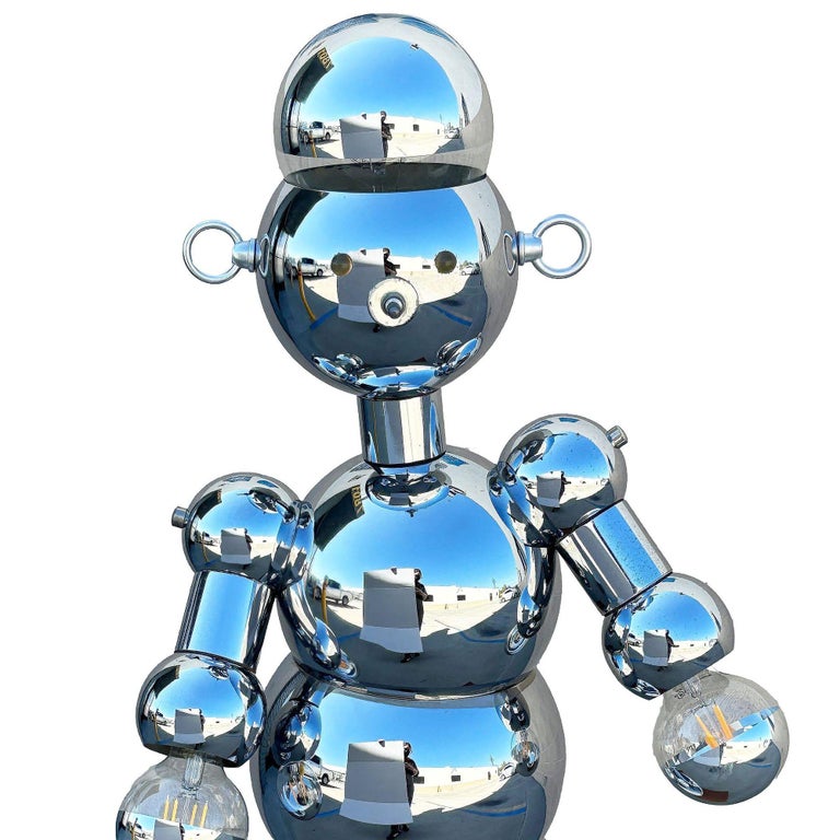 1975 Post-Modern Chrome Bubble Ball Robot Table Lamp by Torino Lamps