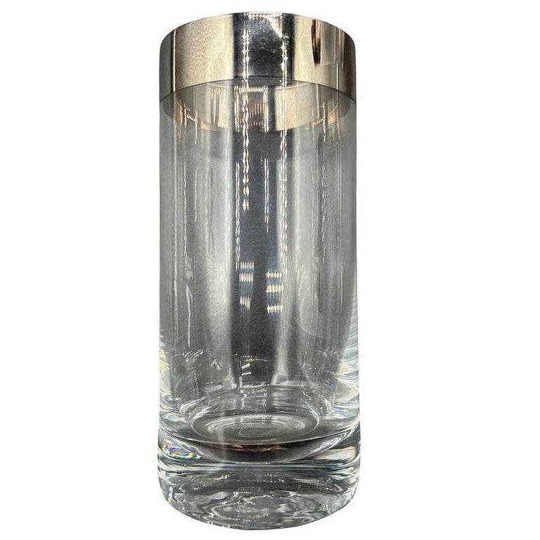 Set of 7 Barware HighBall Tumbler Glass w/ Silver Rim by Dorothy Thorpe