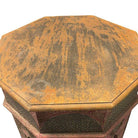 Hand Painted Moroccan Hexagon Wooden Boho Side Table w/ Brass Inlays