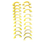 Unused Yellow Art Deco Bakelite Door/Drawer Pulls w/ Chrome Strip, Set of 21