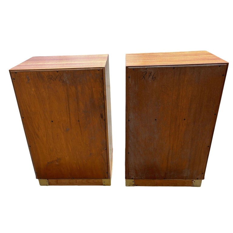 Pair of Teak and Mahogany Mid Century Nightstands by Edward Wormley for Dunbar