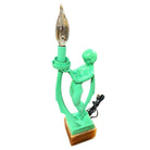 French Green Spleter Metal Art Deco Style Biba Lamp on Marble by Jacques Limousi