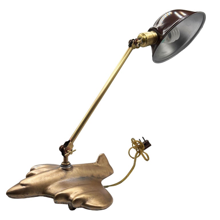 Rare 1987 Brass-tone Art Deco Style DC-3 Airplane Table Lamp, by Sarsaparilla