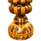 Mid-Century Hand Turned Segmented Marquetry Inlay Mosaic Table Lamp w/ Shade