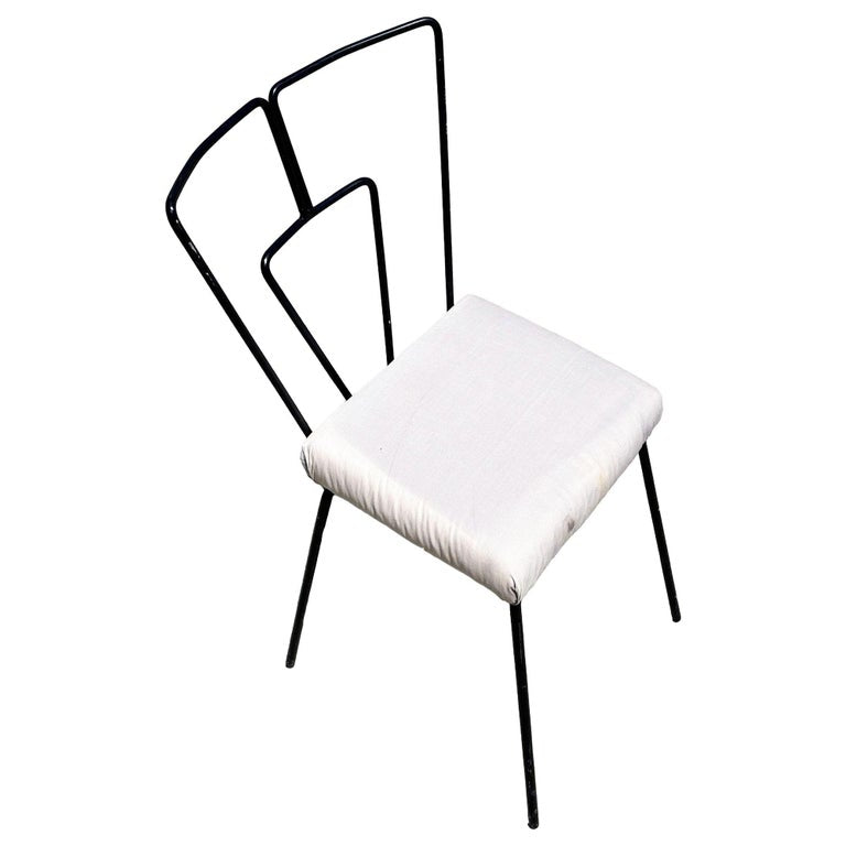Mid-Century Iron Wire Art Side Dining Geometric Chair by Homecrest, Pair