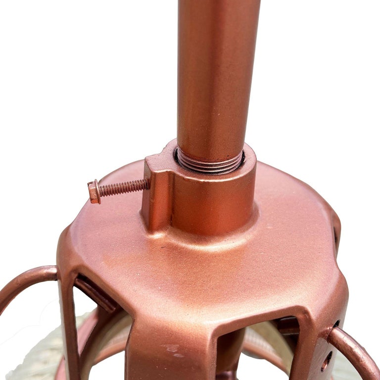 Mid Century Holophane Pendant Ceiling Light Copper-tone Finish