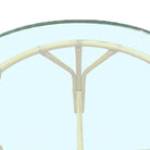 Restored Mid-century Round Glass Top 3-Strand Rattan Dining Table