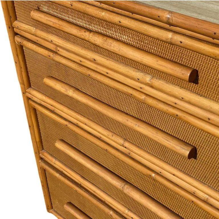 Restored Mid-century Rattan & Wicker Dresser by Mengel Furniture
