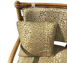 Restored Mid-century Rattan Dining Table & Chairs w/ Leopard Print Cushions
