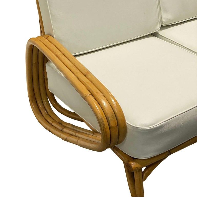 Restored "Triple Triangle" 3-strand Sectional Sectional Settee W/ Loop Base