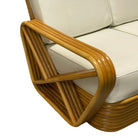 Restored Frankl Style Four-Strand Square Pretzel Rattan Sectional Settee