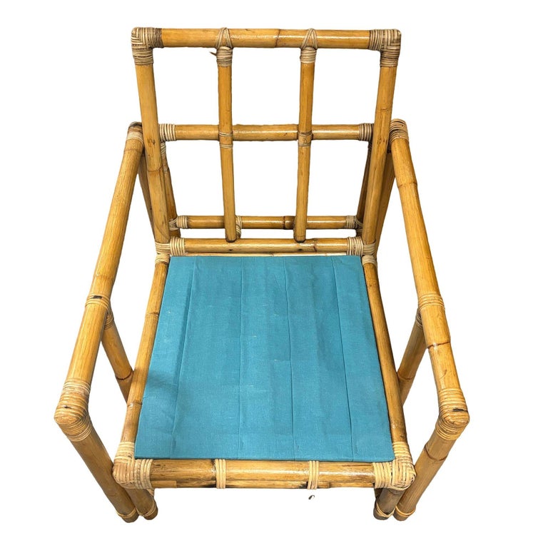 Restored James Mont Inspired Rattan Lounge Chairs w/ Modernist Arms