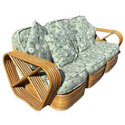 Rattan Mid-century Six-Strand Square Pretzel Sofa & Lounge Chair Livingroom Set