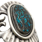 Mid-century Sterling Silver Navajo Cuff Bracelet w/ Bisbee Blue Turquoise Stone