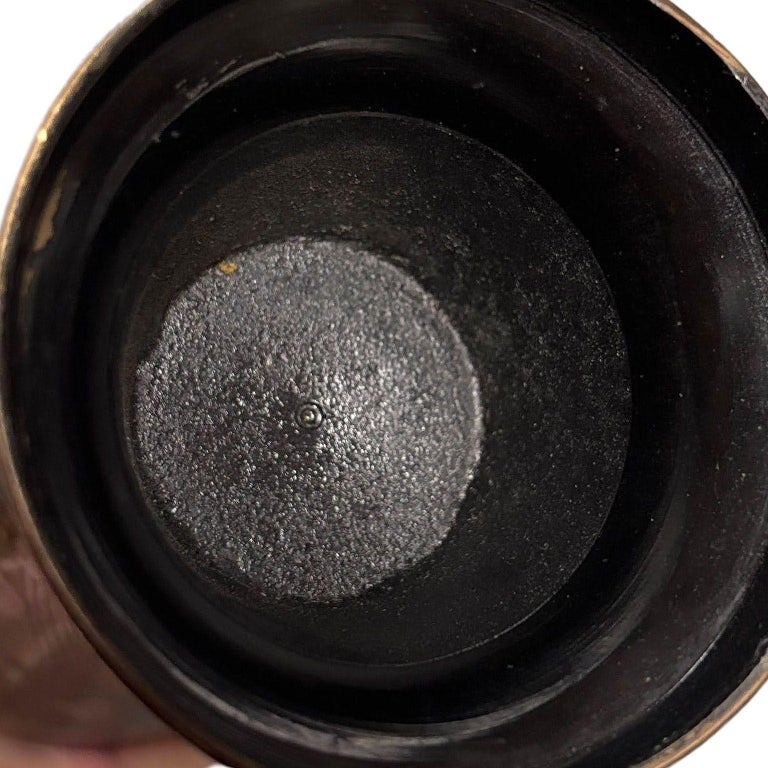 Indian Hand Etched Black Cloisonne Brass Floral Vase