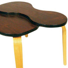 Jens Risom Style Two-tone Stepped Biomorphic Bent Plywood & Mahogany Side Table