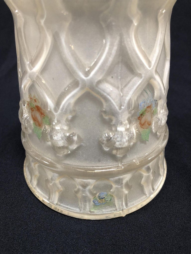 Vintage Frosted Rococco Globe with Painted Flower Details
