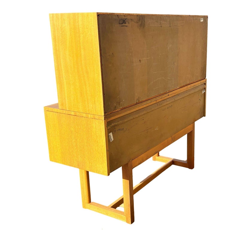 MCM Blonde Birch Buffet w/ China Cabinet by Paul Laszlo for Brown Saltman