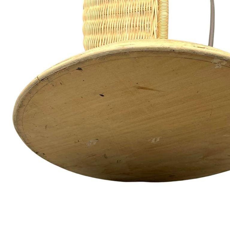 Mid-Century Woven Wicker & Iron Sculptural Coat Rack w/ Reed Pencil Rattan Base