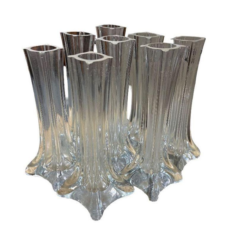 1980s Transparent Art Glass Flower Bud Vase by Royal Art Glass, Set of 10