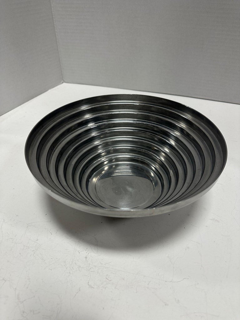 1980's Vintage Post Modern Stainless Steel Devo Maya Bowl Pewtertone by Mann