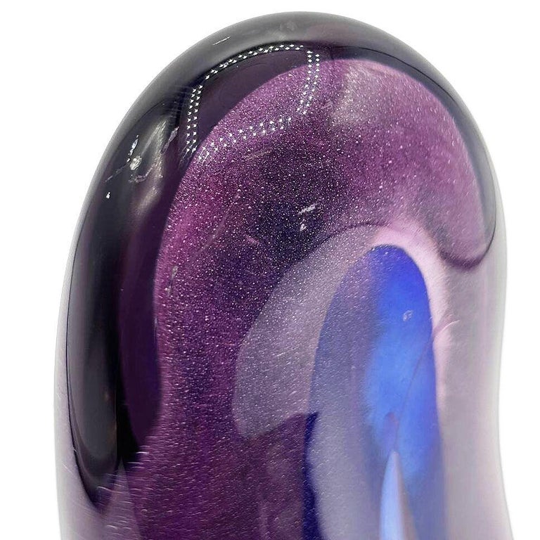 Mid-century Tear Drop Blue and Purple Murano Sommerso Art Glass Sculpture