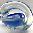 Hand Blown Blue & Transparent Murano Art Glass Swan Ring Tray
