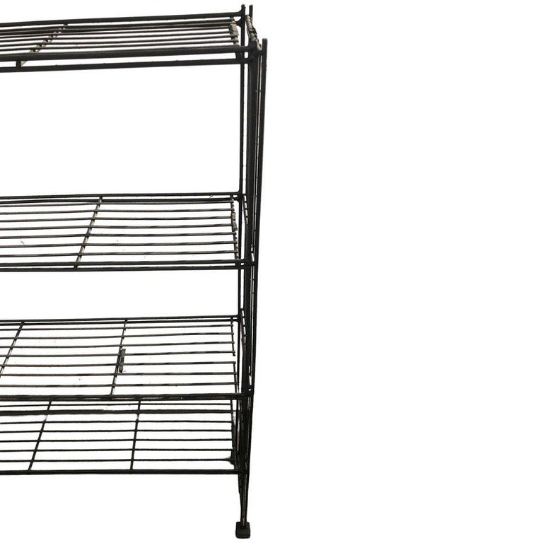 Mid-Century 4-Tier Iron Wire Art Display Shelf Bookshelf, Pair