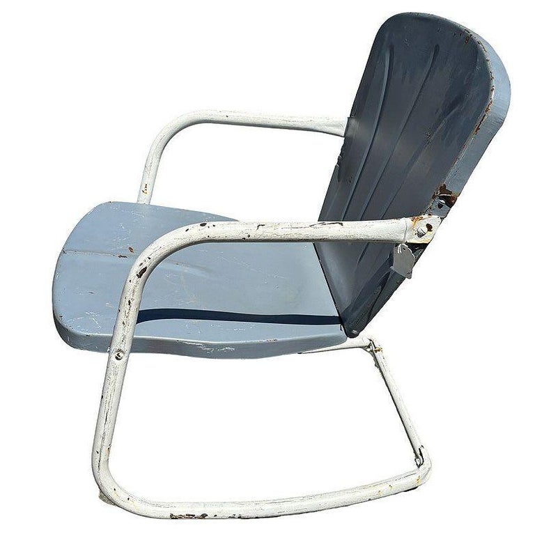 Mid-century Steel Flat Iron Springer Patio Outdoor Lounge Chair, Pair