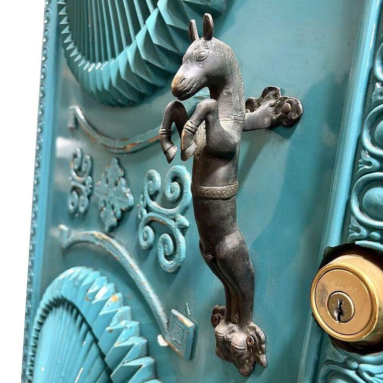 Mid-century Hollywood Regency Grand Turquoise Door w/ Custom Handles
