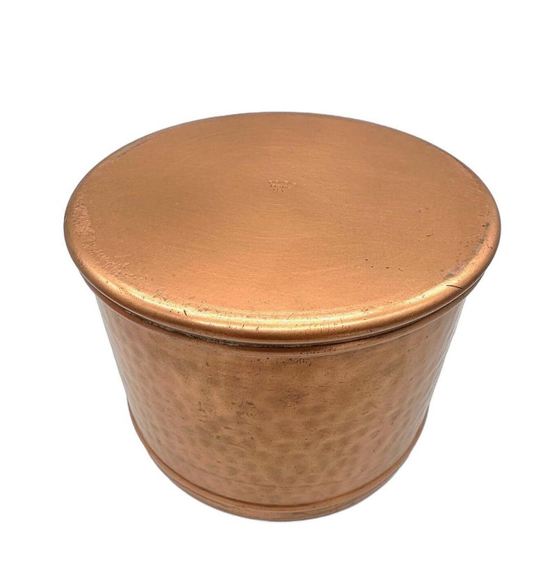 Mid Century 5" Hammered Copper Tin Lined Humidor by Revere Rome N.Y