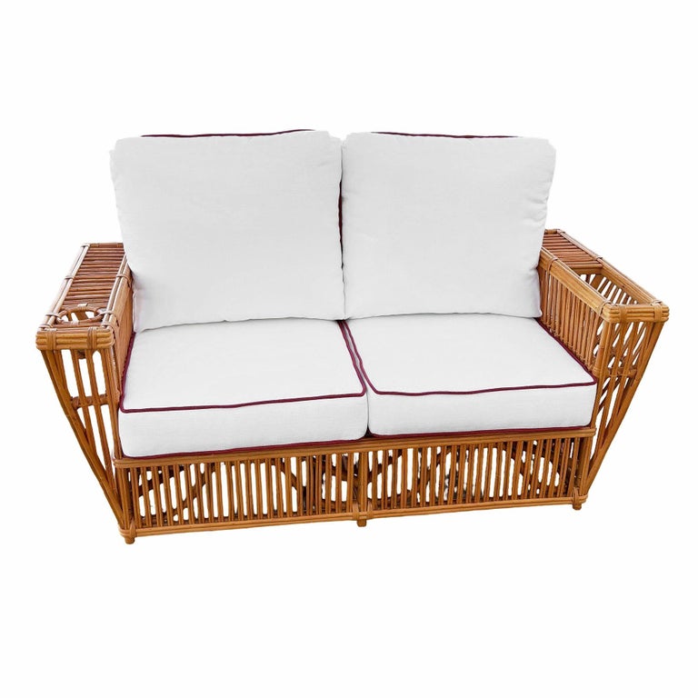 Deco Style "Presidents" Stick Reed Rattan Nantucket Sofa/Lounge Living Room Set