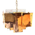 MCM Floating Panel "Cityscape" Brutalist Copper Chandelier By Robert Sonneman